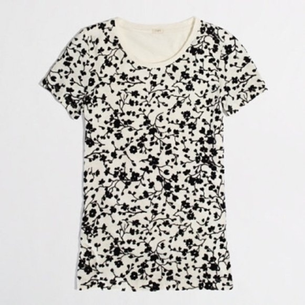 J Crew Velvet Floral Vine Top Tee